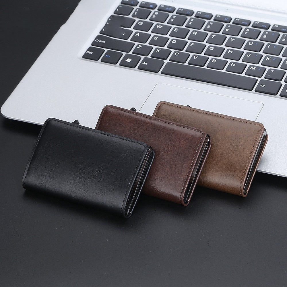 Crazy Horse Leather Coin and Card Wallet with Embossed Plaid Design - Unleash the Wizardry crazy horse leather