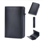 Crazy Horse Leather Coin and Card Wallet with Embossed Plaid Design - Unleash the Wizardry crazy horse leather