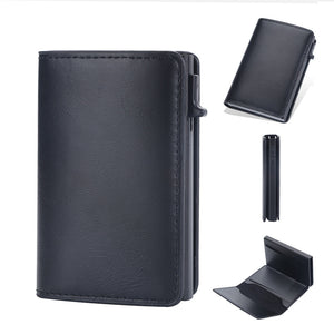 Crazy Horse Leather Coin and Card Wallet with Embossed Plaid Design - Unleash the Wizardry crazy horse leather
