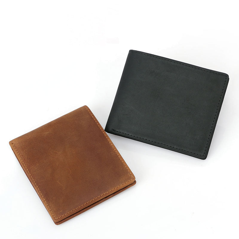 Crazy Horse Leather Money Clip Card Holder with Multiple Slots - Wallet for Stylish Maneuvering crazy horse leather