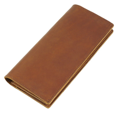 Crazy Horse Leather Wallet Full Grain Cowhide Bifold Retro Style for Men - crazy horse