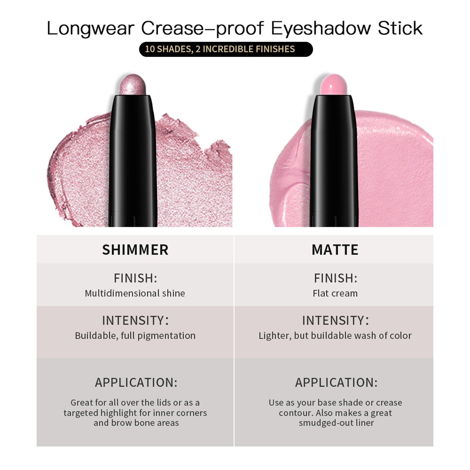 Cream Eye Shadow Stick Set with Frost Finish in Four Colors - eye shadow stick cream frost