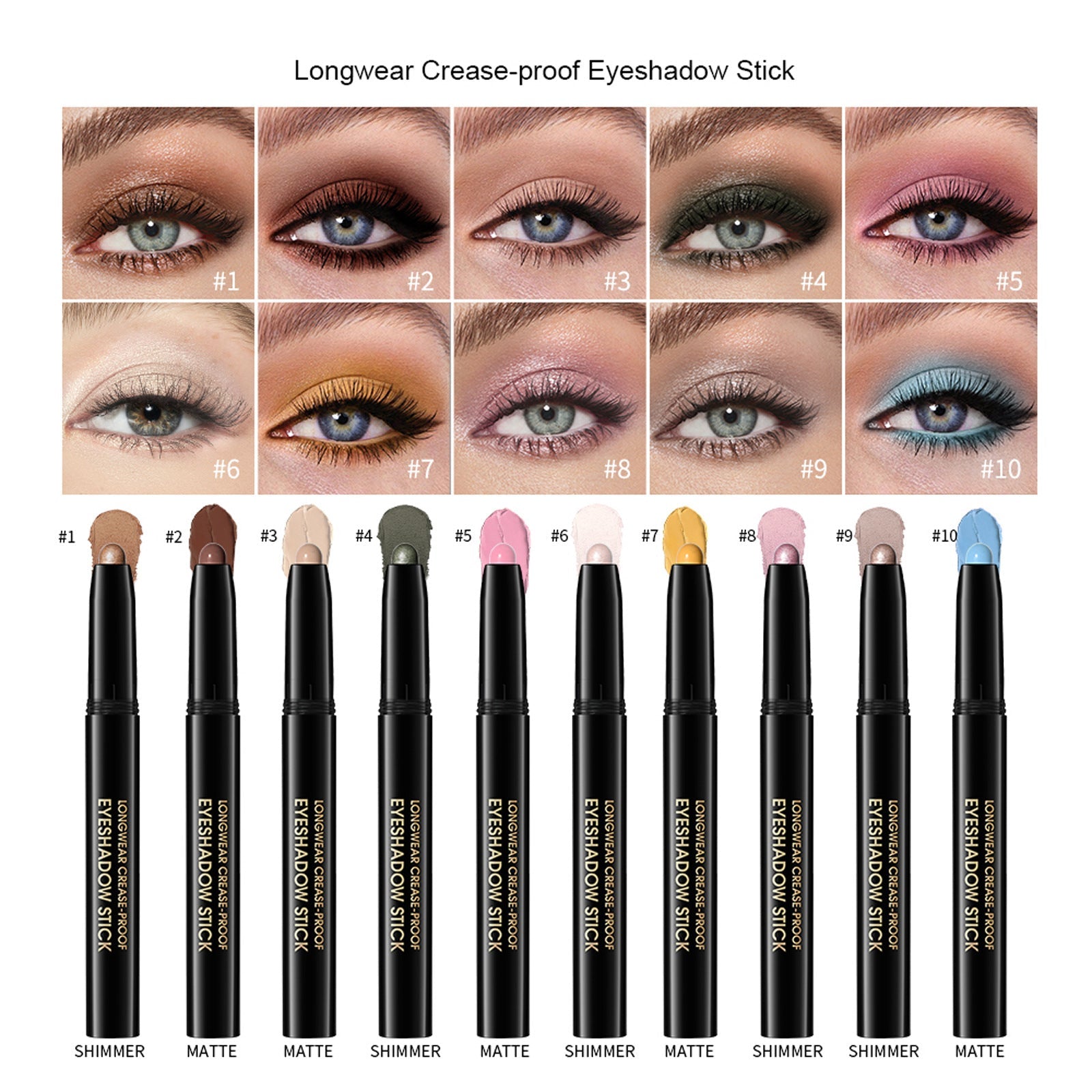 Cream Eye Shadow Stick Set with Frost Finish in Four Colors - eye shadow stick cream frost