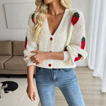 Creamy White Korean Japanese Style Lace Up Cardigan Artificial Wool Sweater