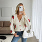 Creamy White Korean Japanese Style Lace Up Cardigan Artificial Wool Sweater