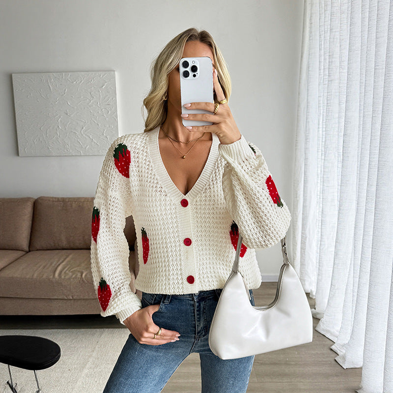 Creamy White Korean Japanese Style Lace Up Cardigan Artificial Wool Sweater