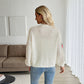 Creamy White Korean Japanese Style Lace Up Cardigan Artificial Wool Sweater