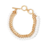 Fashion Pearl Bracelet with Electroplating Gold and Rhinestones - Creative OT Buckle creative fashion pearl bracelet