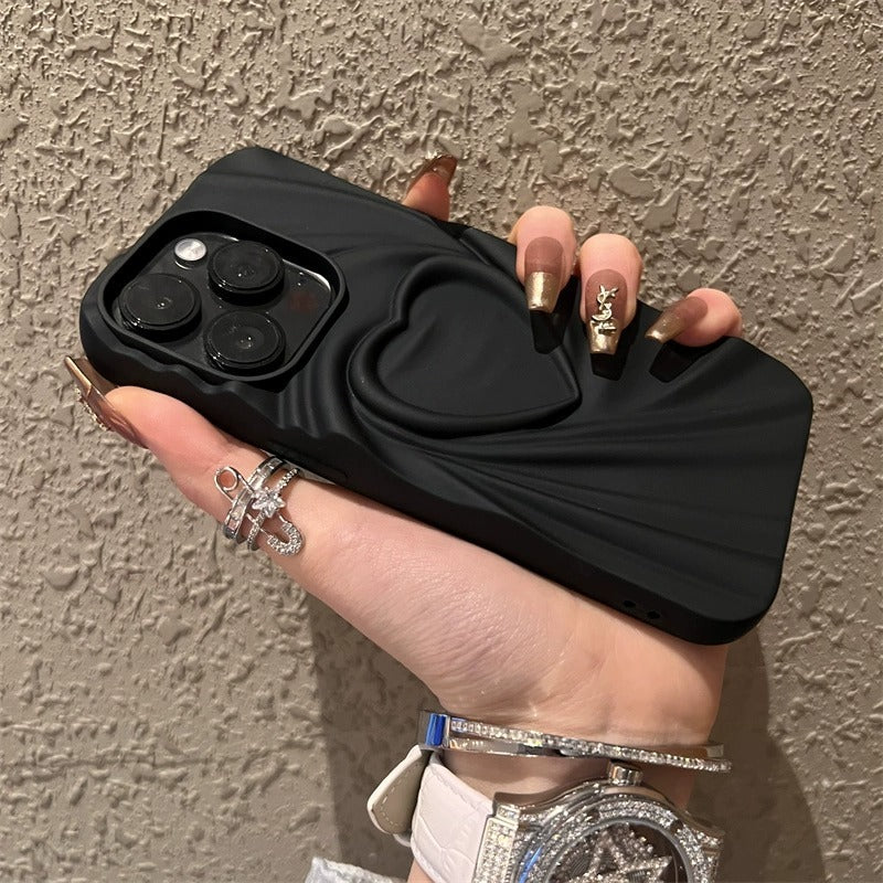 Creative Pleated Love Revolving Heart Phone Case in Multiple Colors - Teleplus creative pleated love phone