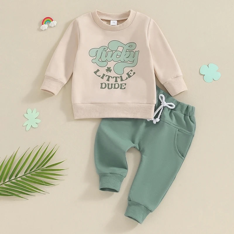 Cartoon Apricot Letter Baby Suit Set for United States Market - Tiny Fashionistas Love This Cozy Sweatshirt united