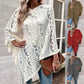 Crochet Flower Sweater Women’s Loose Pullover Long Sleeve Acrylic Knit Top - Teleplus Womens