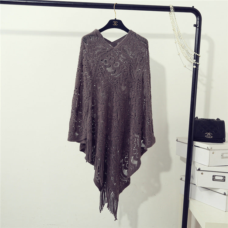 Crochet Flower Sweater Women’s Loose Pullover Long Sleeve Acrylic Knit Top - Teleplus Womens