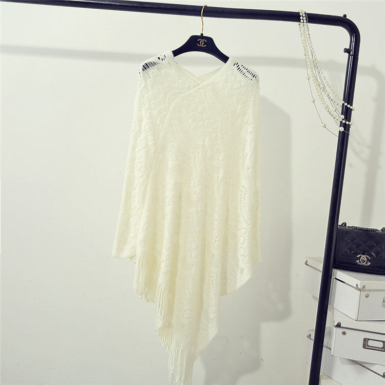 Crochet Flower Sweater Women’s Loose Pullover Long Sleeve Acrylic Knit Top - Teleplus Womens