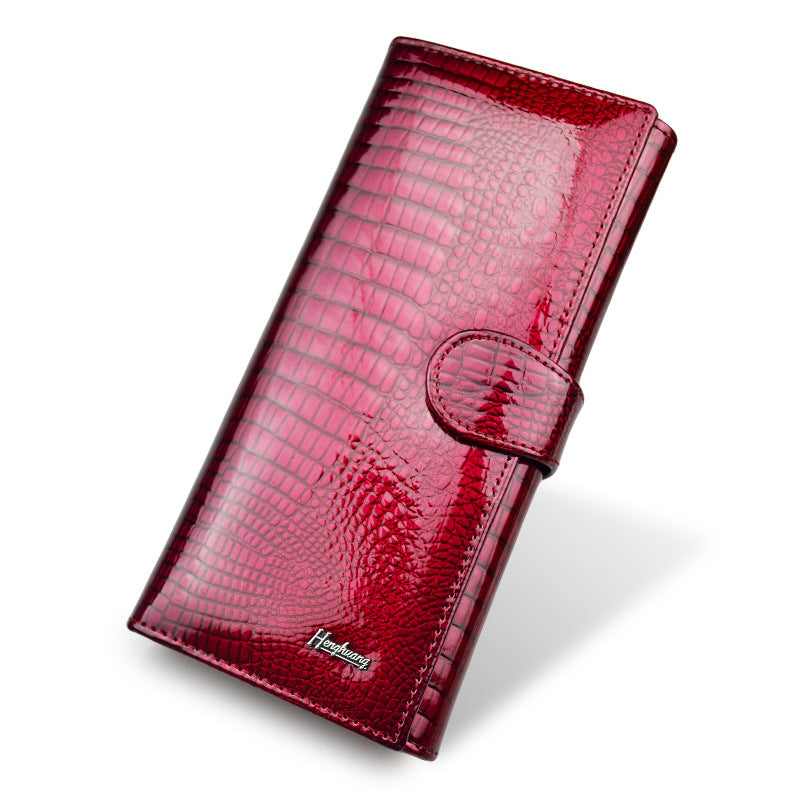 Crocodile Pattern Leather Wallet for Women with Genuine Cowhide Lining - Teleplus