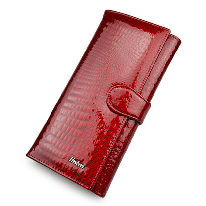Crocodile Pattern Leather Wallet for Women with Genuine Cowhide Lining - Teleplus