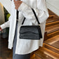 Crocodile Pattern PU Leather Handbag Medium Hard Shoulder Tote with Phone Pocket - Bag