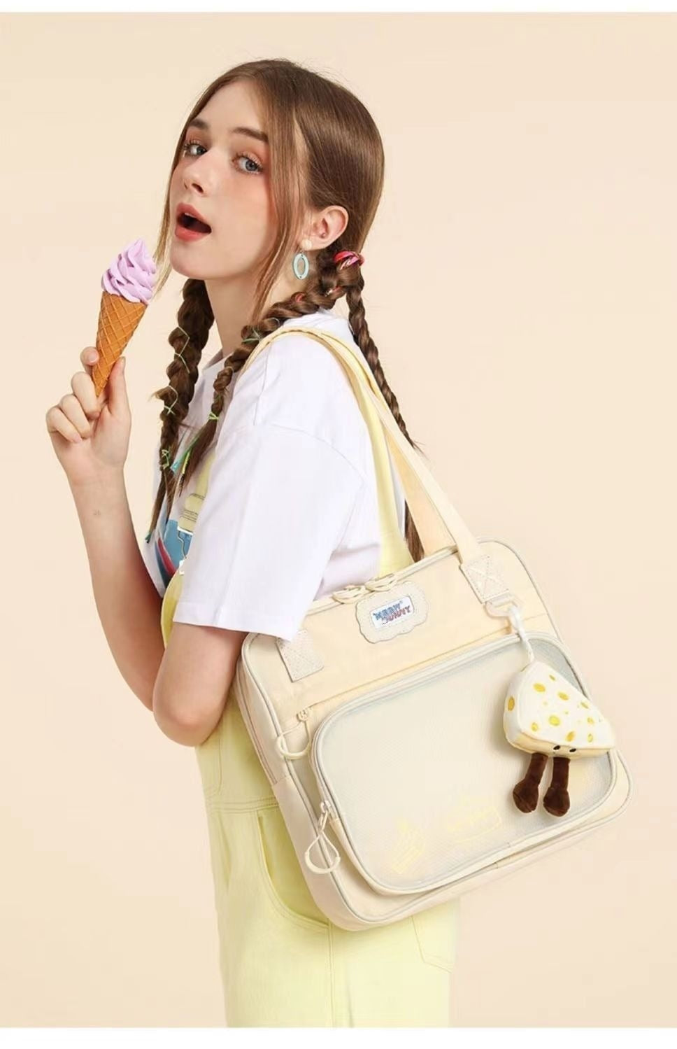 Cross-border Japanese Sweet Style Female Large Capacity Tote Student Class Schoolbag - Tote Your Snacks in Style