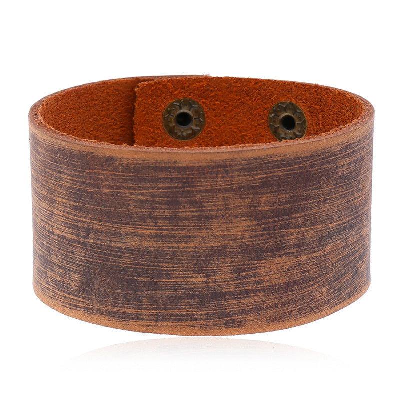 Cross-border Simple Retro Style Cowhide Light Board Width Leather Bracelet - Cross-border 3.8cm Retro Cowhide Leather