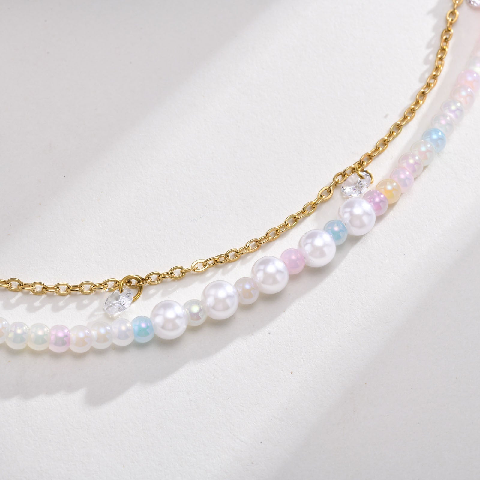 Cross Chain Pearl Bead Double-layer Bracelet - Cross Chain Pearl Bead Double-layer Bracelet for Women