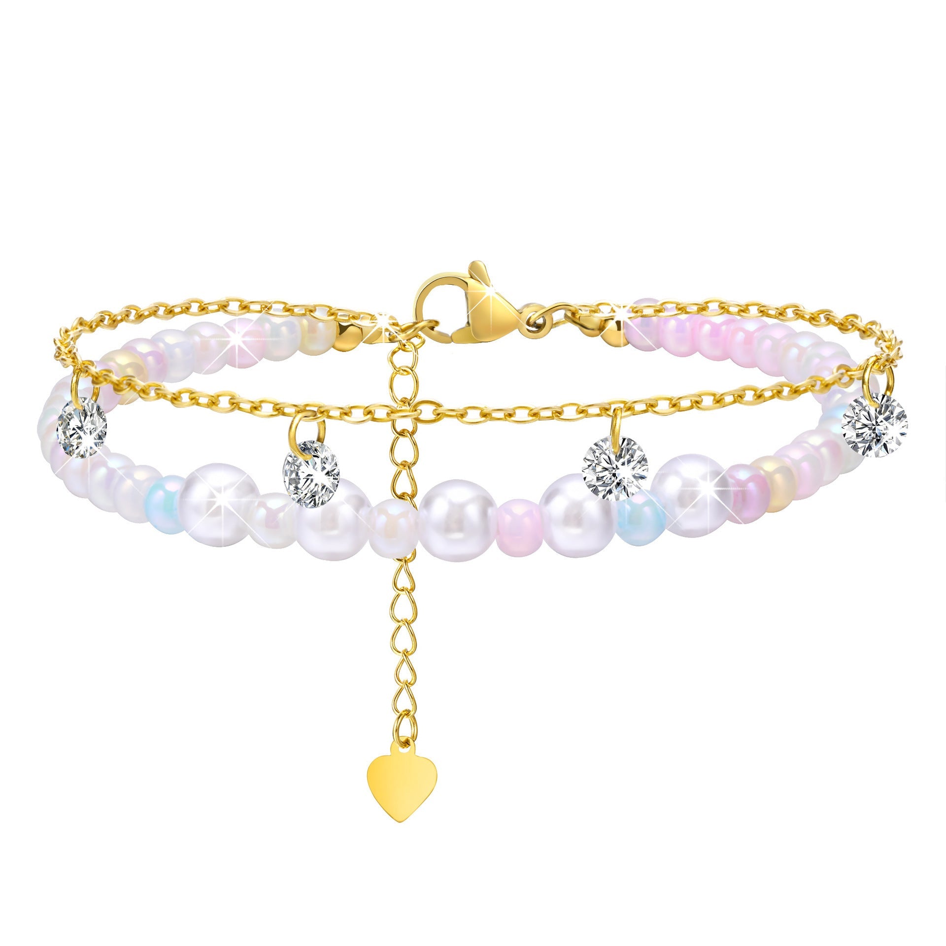 Cross Chain Pearl Bead Double-layer Bracelet - Cross Chain Pearl Bead Double-layer Bracelet for Women