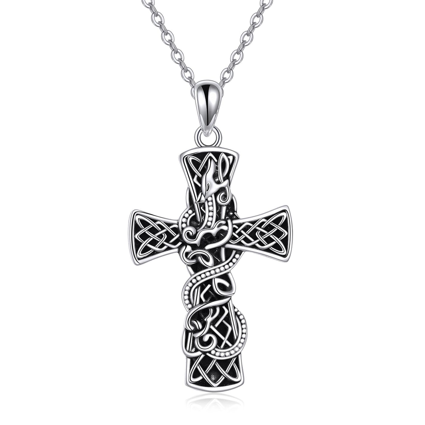 Celtic Dragon Cross Necklace with Knot and Good Luck Symbol for United States - Brave Souls united states chf celtic