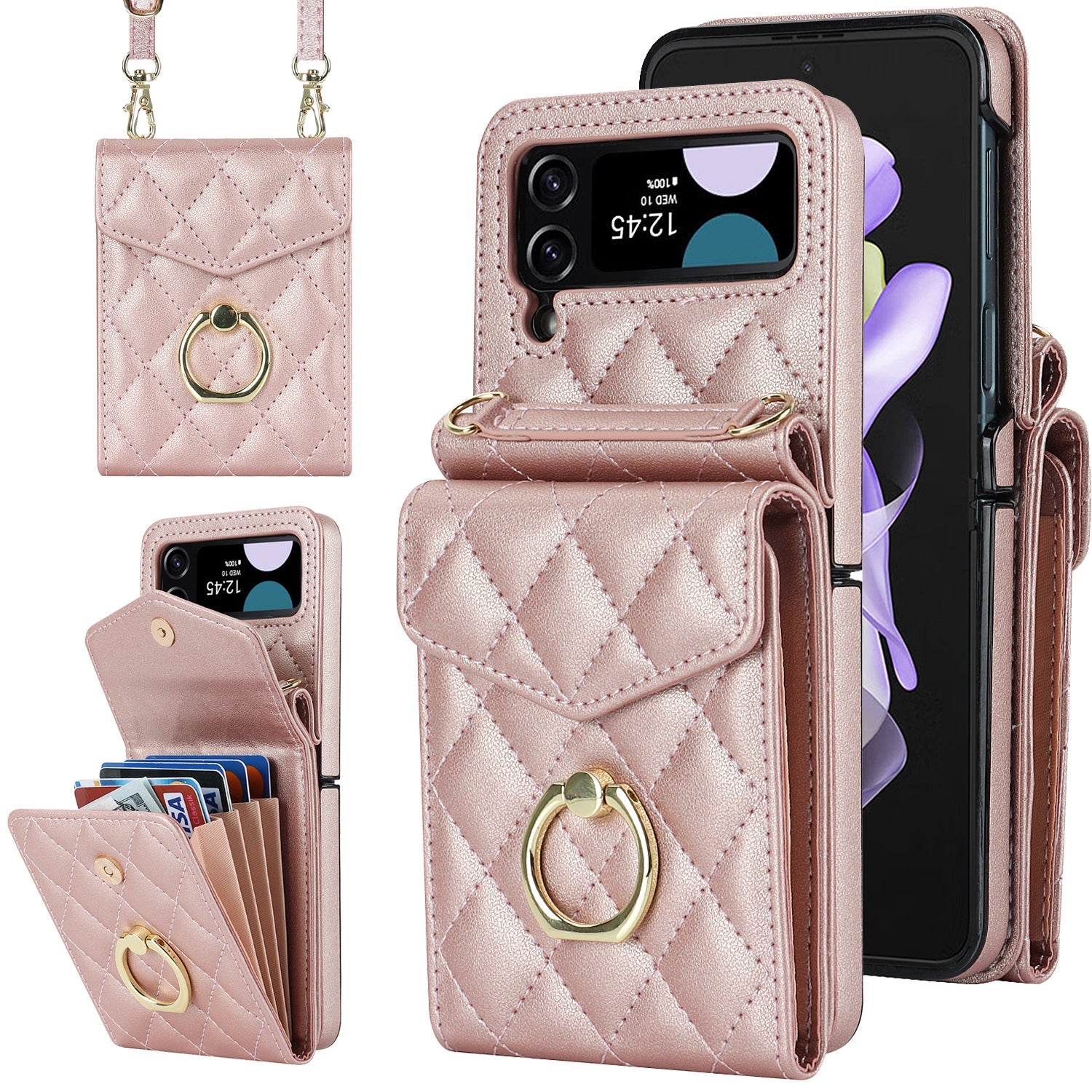 Crossbody Folding Ring Phone Case for Samsung with Anti-fall Protection - Teleplus crossbody folding ring phone case