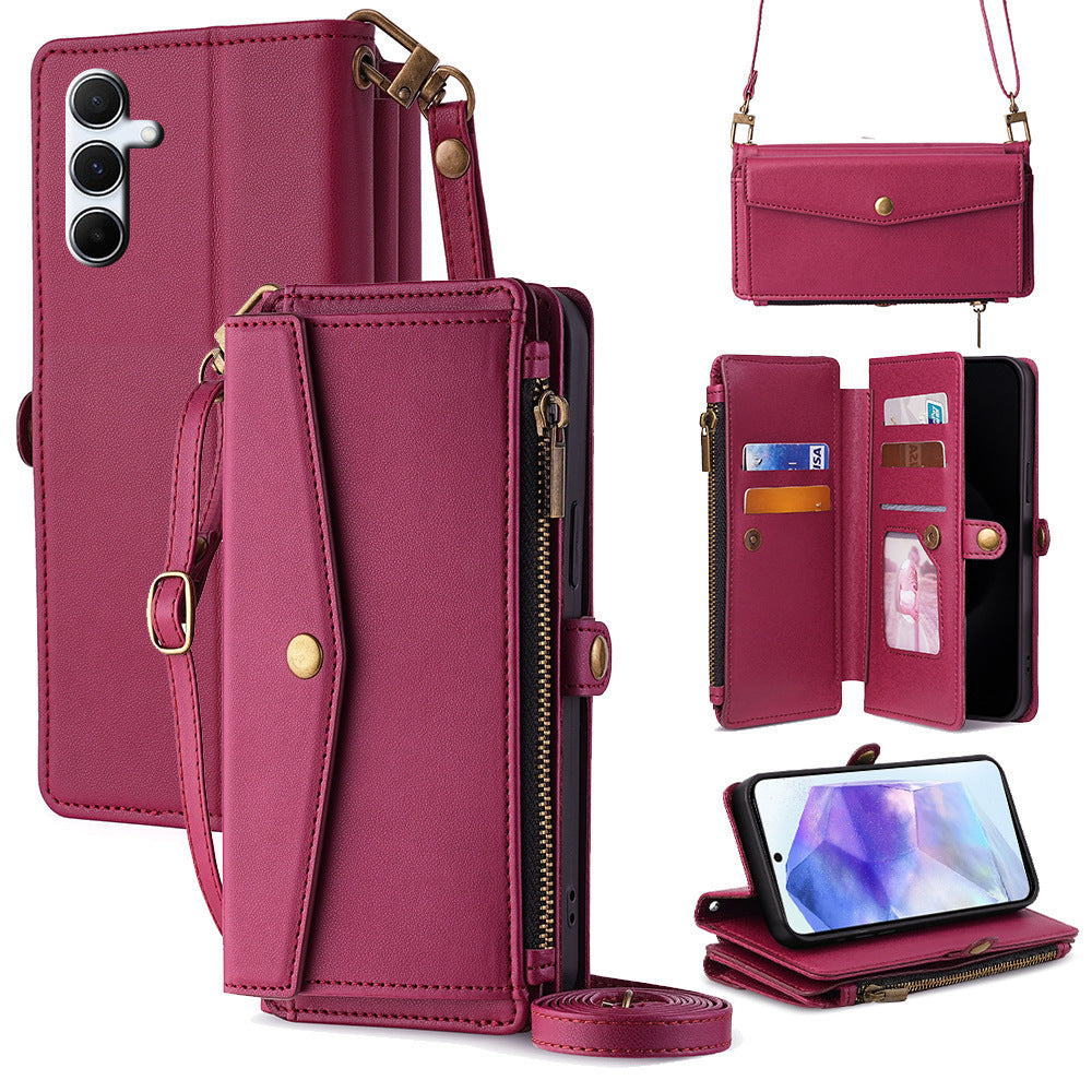 Crossbody Protective Leather Case for Samsung and Non-Samsung Phones - crossbody protective leather case