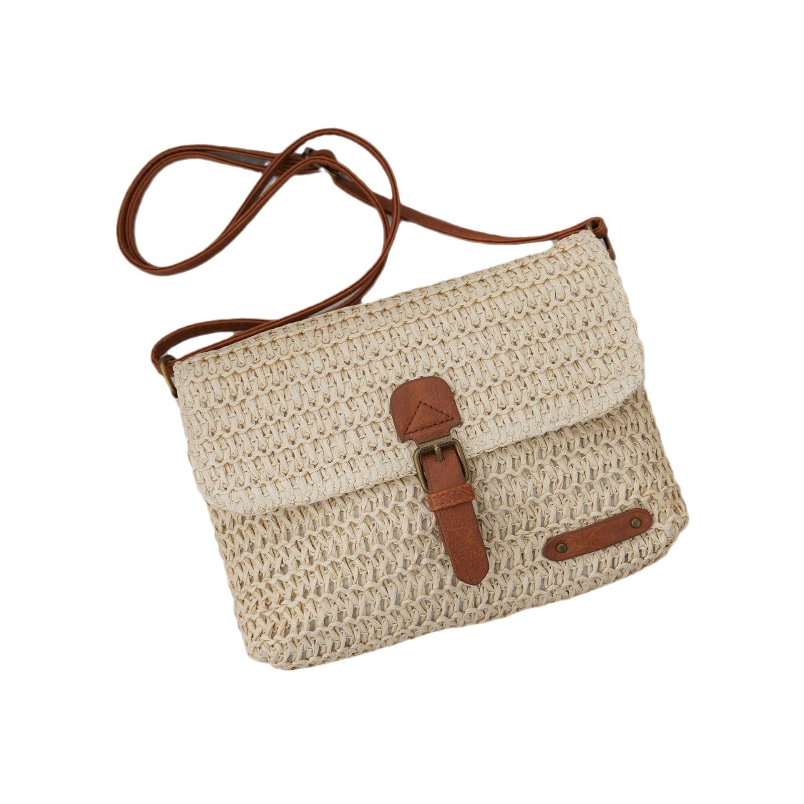 Crossbody Straw Bag for Summer Beach Travel and Leisure Trips - Teleplus summer beach travel crossbody straw bag