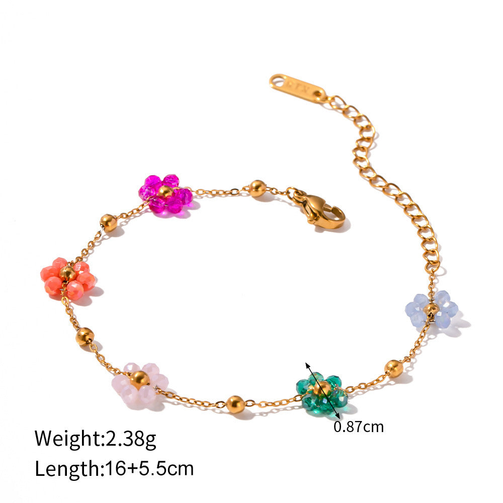 Crystal Flowers Accessories Set Necklace High-grade - Crystal Flowers Accessories Set Necklace and Bracelet