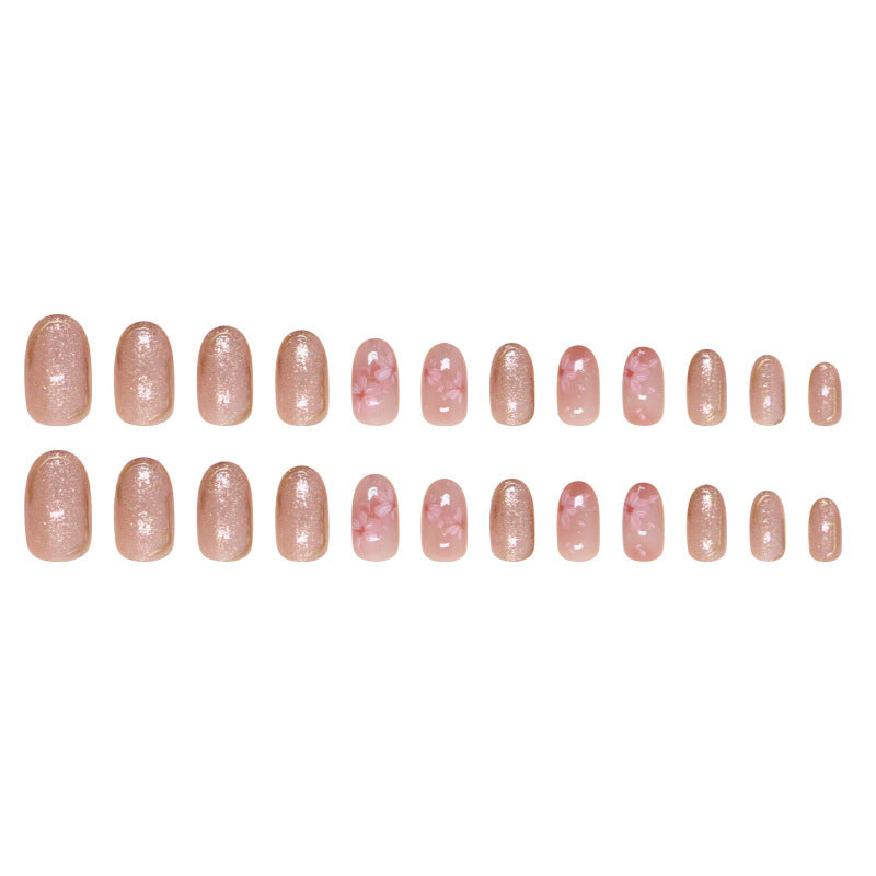 Crystal Peach Blossom Nail Art Flowers for Short Oval Nails - Teleplus short oval nail polish flower