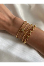 Cube Layered Bracelet Set Modern Stacked Bracelets for Women Jewelry - Teleplus cube layered bracelet set