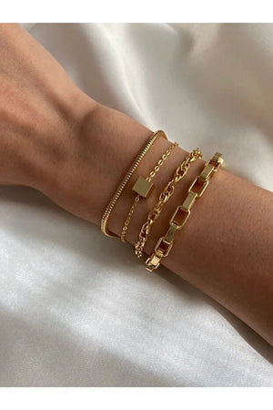 Cube Layered Bracelet Set Modern Stacked Bracelets for Women Jewelry - Teleplus cube layered bracelet set