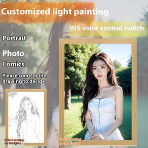 Customized Lighting Painting Night with Framed Solid Wood Character Mount - customized lighting painting night light