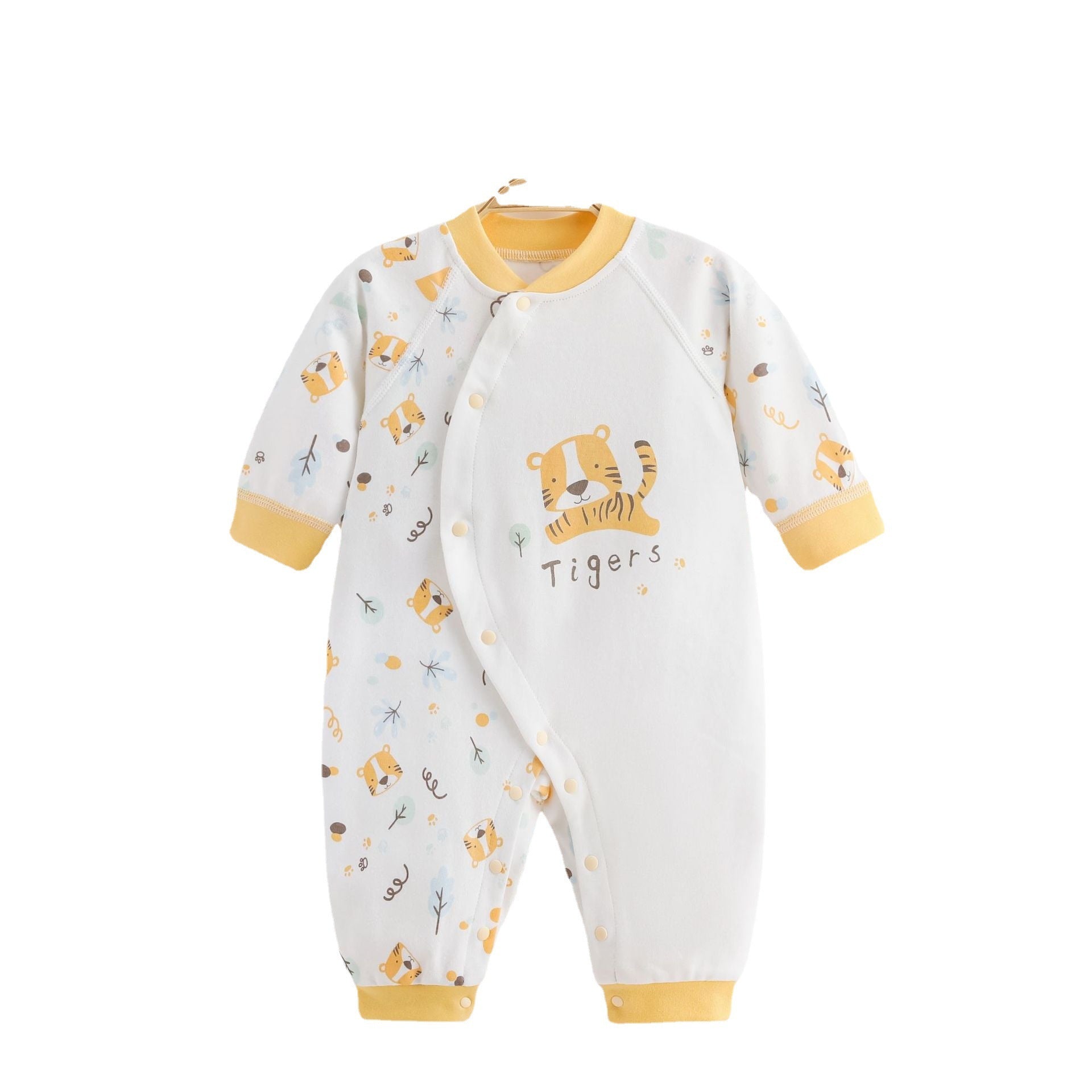 Cute Baby Printed Cotton Jumpsuit - Adorable Cute Baby Jumpsuit with Diagonal Buckle Fun