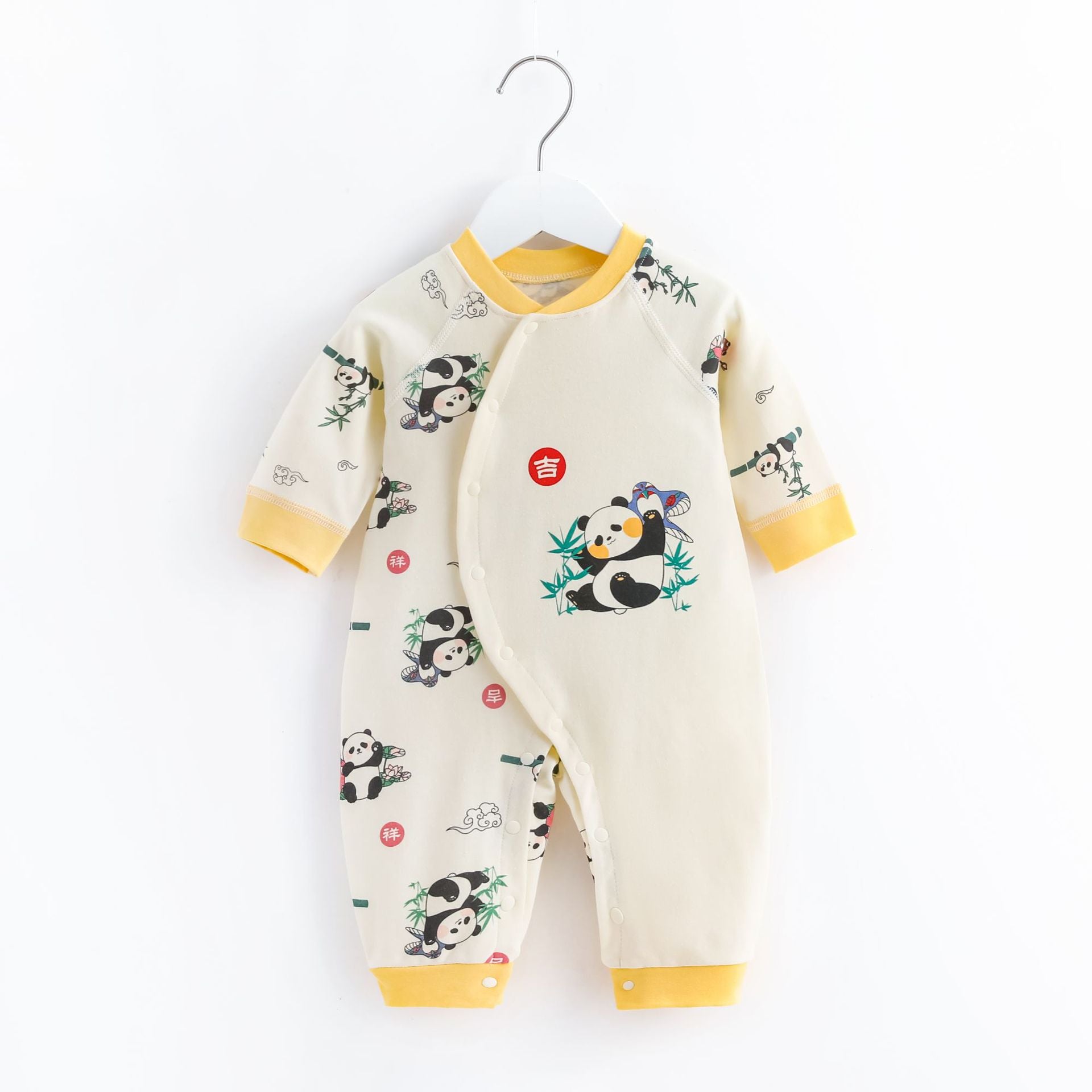 Cute Baby Printed Cotton Jumpsuit - Adorable Cute Baby Jumpsuit with Diagonal Buckle Fun