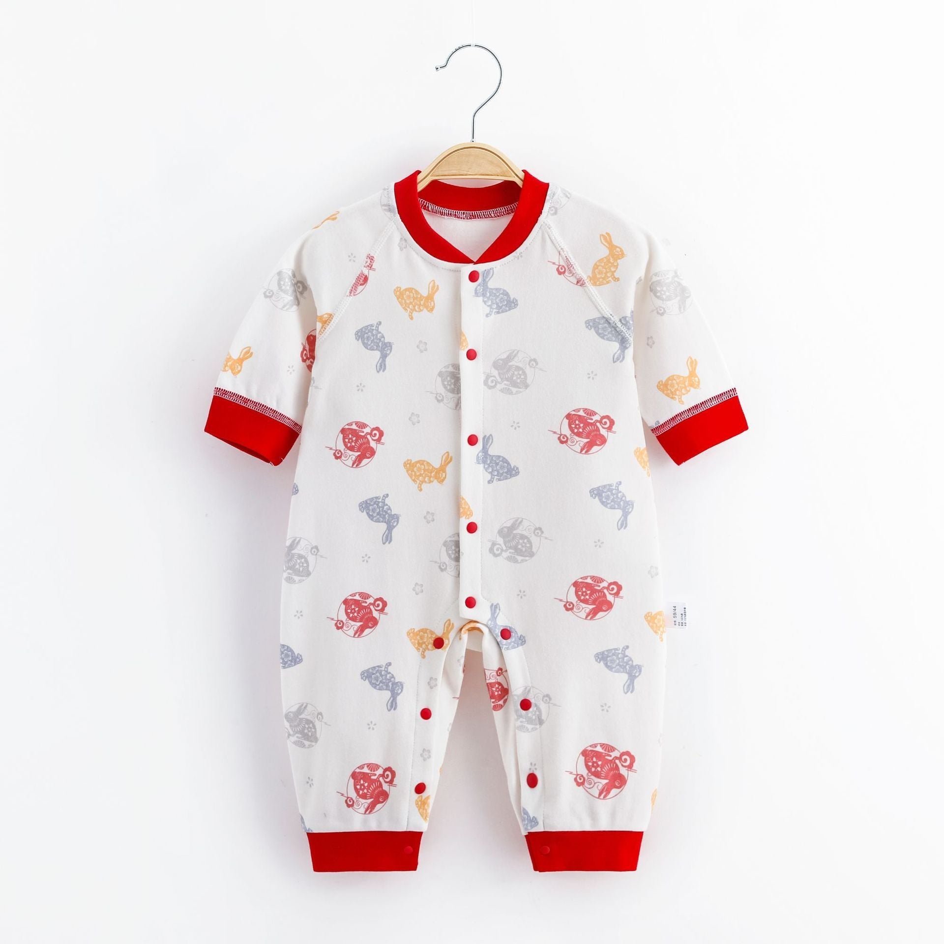 Cute Baby Printed Cotton Jumpsuit - Adorable Cute Baby Jumpsuit with Diagonal Buckle Fun