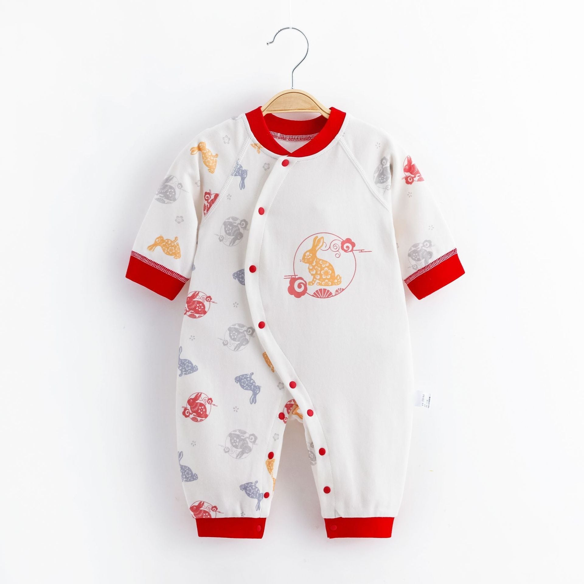 Cute Baby Printed Cotton Jumpsuit - Adorable Cute Baby Jumpsuit with Diagonal Buckle Fun