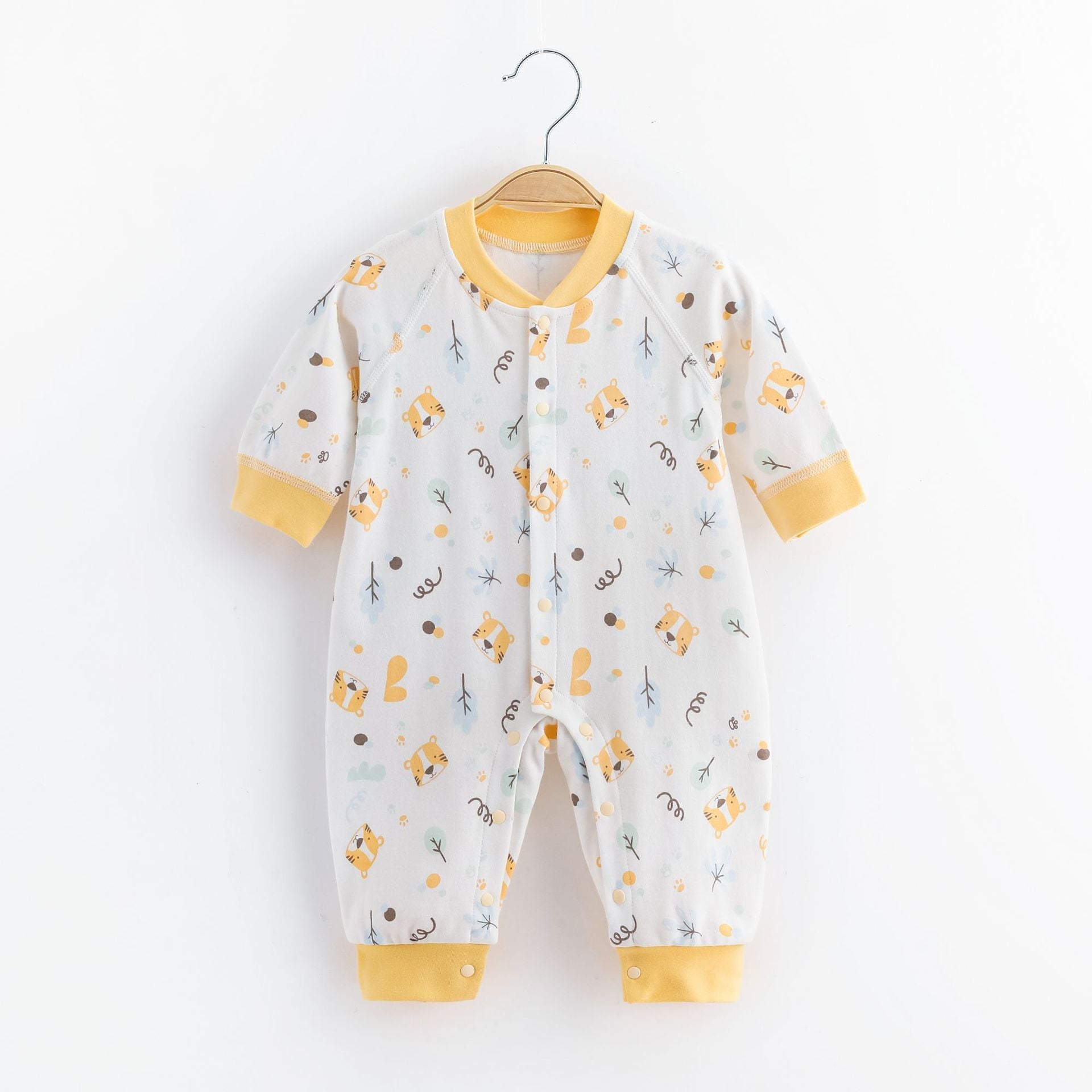 Cute Baby Printed Cotton Jumpsuit - Adorable Cute Baby Jumpsuit with Diagonal Buckle Fun