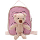 Cute Bear Doll Mini Canvas Kindergarten Backpack - Adorable Bear Doll Bag for Tiny Trouble Makers