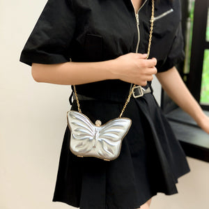 Cute Butterfly Chain Crossbody Bag with Polyester Material and Adjustable Strap - Teleplus cute butterfly chain