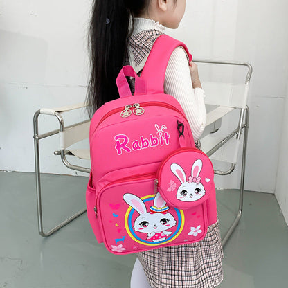 Cute Cartoon Children’s Spine Protection With Coin Purse Children’s Printed Schoolbag - Bunny Bags and Dino Dreams