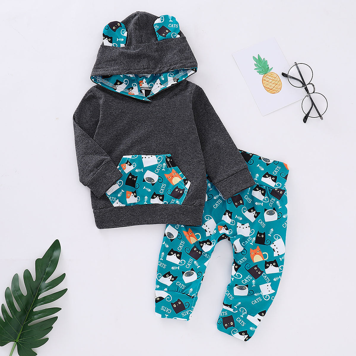 Unisex Cotton Suit Pants for Infants and Young Children with Cat Print - Cuteness Overload: Adorable Tiny Tots united