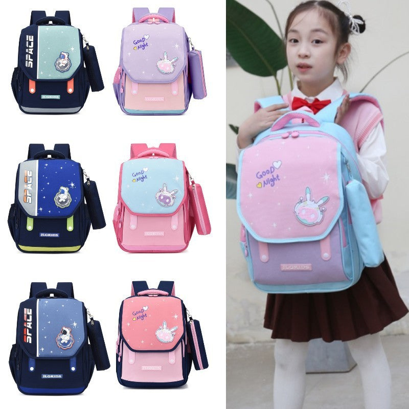 Cute Children Student Leisure Burden Alleviation Backpack - Burden-Free Blue Pink Backpack for Happy Students