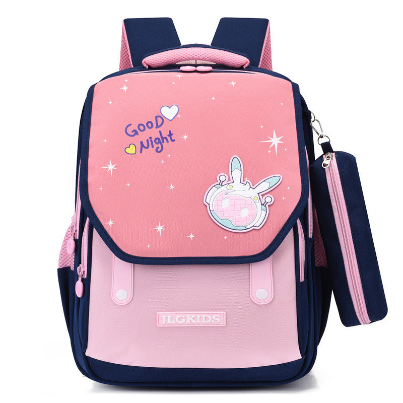 Cute Children Student Leisure Burden Alleviation Backpack - Burden-Free Blue Pink Backpack for Happy Students