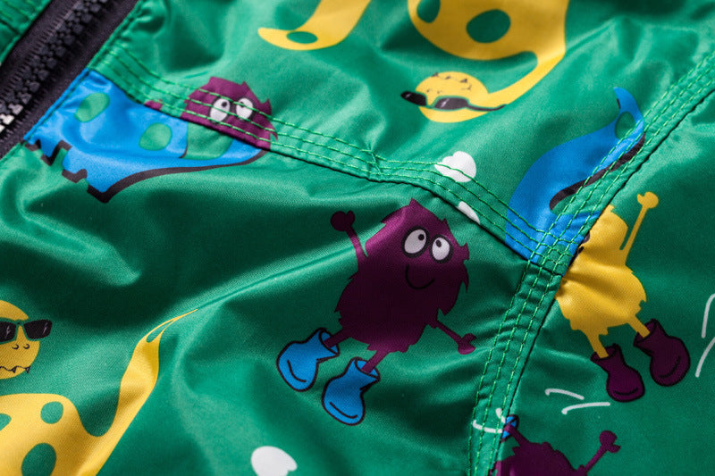 Cute Dinosaur Windproof Rainproof Jacket for Kids 3-8 Years - cute dinosaur windproof rainproof jacket