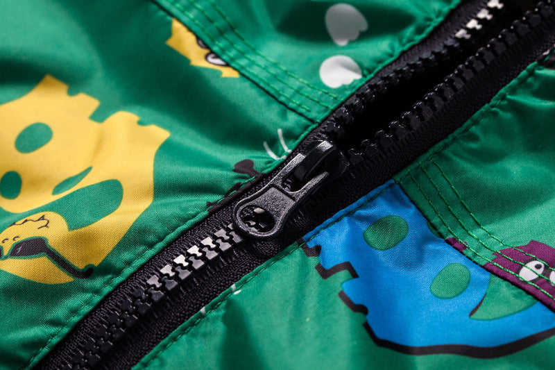 Cute Dinosaur Windproof Rainproof Jacket for Kids 3-8 Years - cute dinosaur windproof rainproof jacket