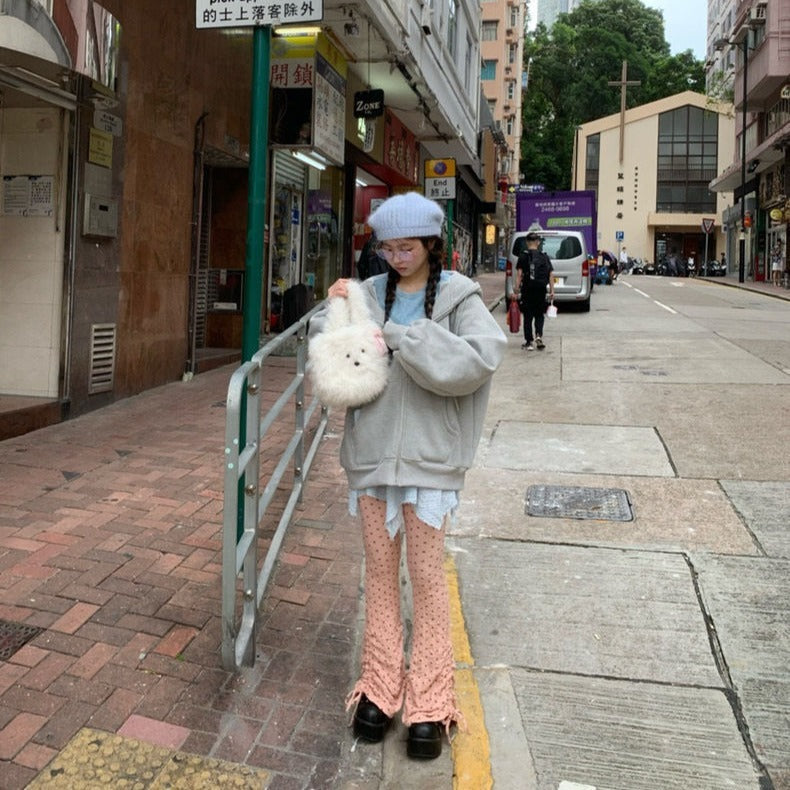 Cute Furry Puppy Portable Bag with Bowknot Design for Daily - Teleplus cute furry puppy portable bowknot bag