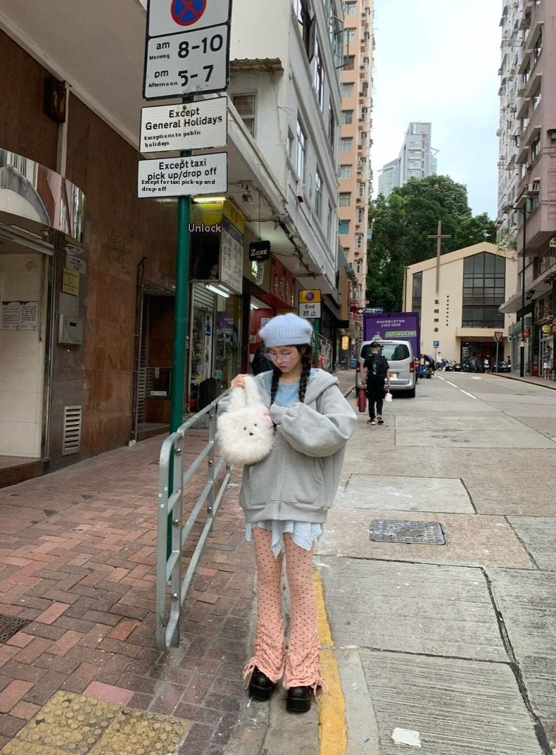 Cute Furry Puppy Portable Bag with Bowknot Design for Daily - Teleplus cute furry puppy portable bowknot bag