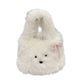 Cute Furry Puppy Portable Bag with Bowknot Design for Daily - Teleplus cute furry puppy portable bowknot bag