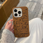 Cute Line Dog Phone Case for iPhone Non-Apple Compatible Cartoon Design - cute line dog phone case cartoon